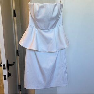 Alice and Olivia Strapless White Peplum Dress